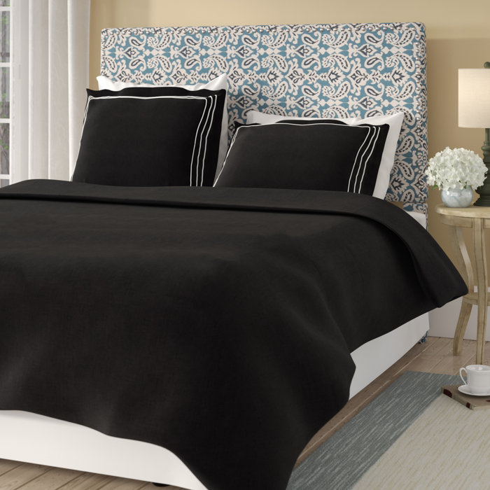 Charlton Home® Warrenville White/Navy Blue Microfiber Reversible Modern